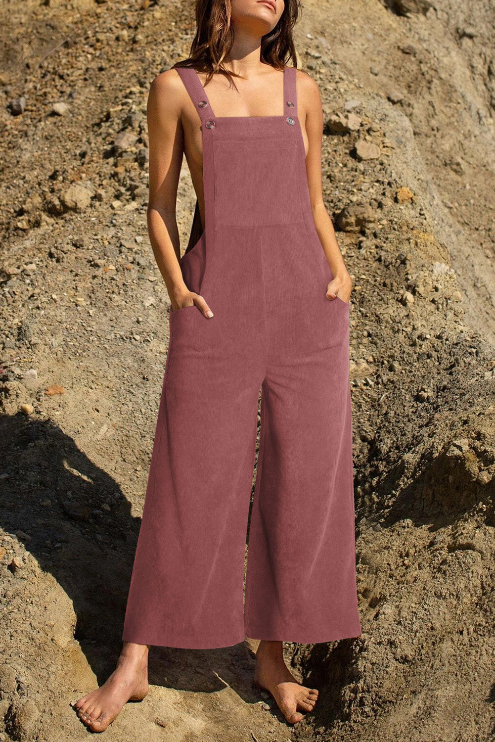 Pocketed Wide Leg Overall